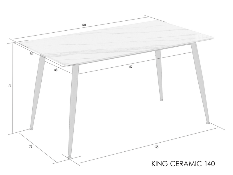 Стіл KING CERAMIC 140*80 білий глянець/чорний мат каркас KINGWH фото