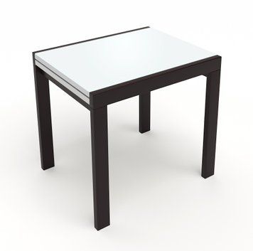 Стол раскладной Слайдер 81 см стекло белый/дерево черный slayder81 sklo white/black фото