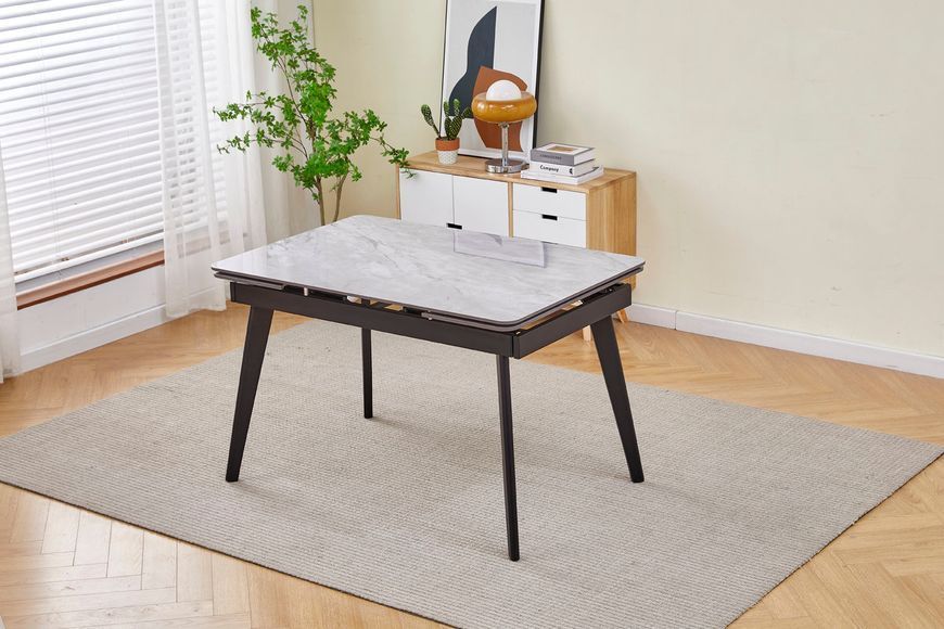Стіл OSLO CERAMIC 120(180)*80 сірий глянець/чорний каркас OSLOGR фото