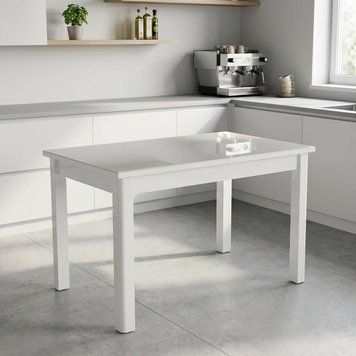 Стол кухонный Фишер 120-160 см белый fisher120 sklo white/white фото