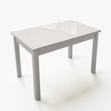 Стол кухонный Фишер 110-150 см стекло белый/серый fisher110 sklo white/grey фото