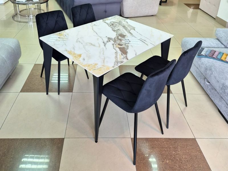 Стіл NORMAN CERAMIC 120*90 gold Phoenix глянець/чорний каркас NORMAN120GPH фото