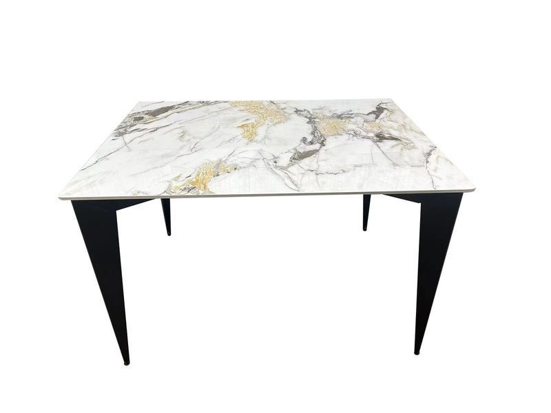 Стіл NORMAN CERAMIC 120*90 gold Phoenix глянець/чорний каркас NORMAN120GPH фото