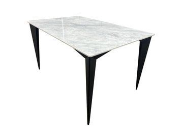 Стіл NORMAN CERAMIC 140*90 Muie White глянець/чорний каркас NORMAN140 фото