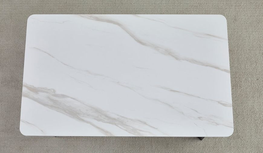Стіл MADRID CERAMIC 140(200)*85 білий глянець/чорний каркас MADRIDWH140 фото