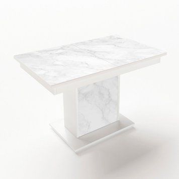 Стол раскладной Бостон МДФ стекло белый мрамор/белый boston sklo 15-275/white фото
