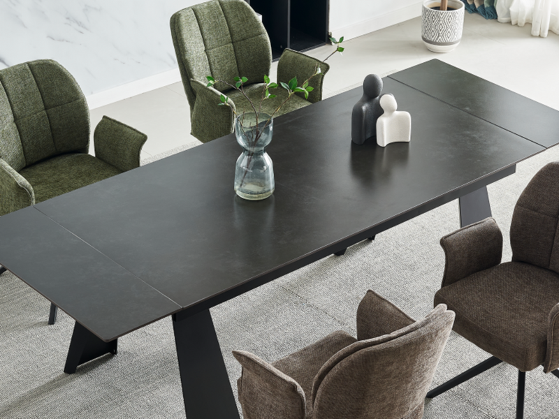 Стіл ARNOLD CERAMIC 180(240)*90 Wic dark grey мат/чорний каркас ARNOLD160DGR фото