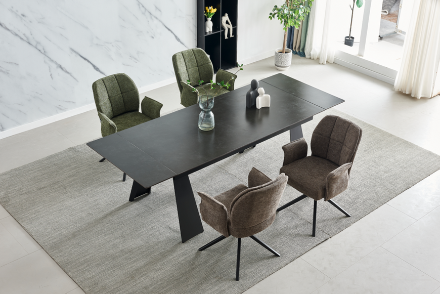 Стіл ARNOLD CERAMIC 180(240)*90 Wic dark grey мат/чорний каркас ARNOLD160DGR фото