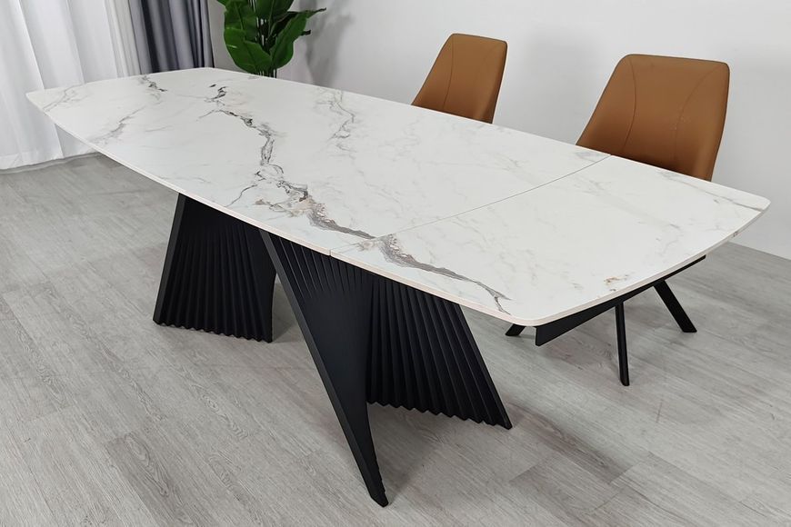Стіл EDMUND CERAMIC 160(240)*90 білий мат/чорний EDMUND160 фото