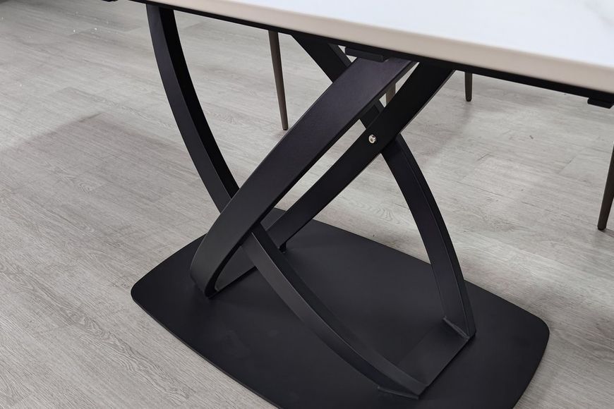 Стіл HILDA CERAMIC 160(240)*90 білий мат/чорний HILDA160 фото