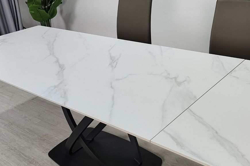 Стіл HILDA CERAMIC 160(240)*90 білий мат/чорний HILDA160 фото