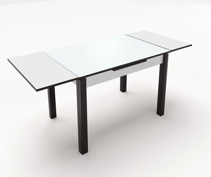 Стол раскладной Марсель 110 см стекло ультрабелое/черный marsel110 steklowhite/black фото